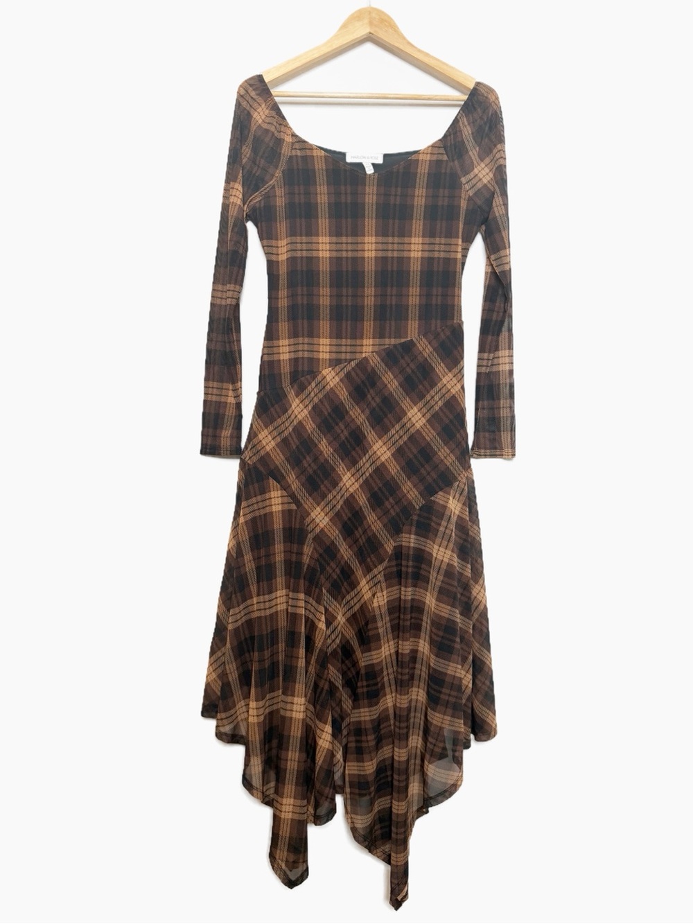 Harlow & Rose Long Sleeve Brown Plaid Dress Size Medium